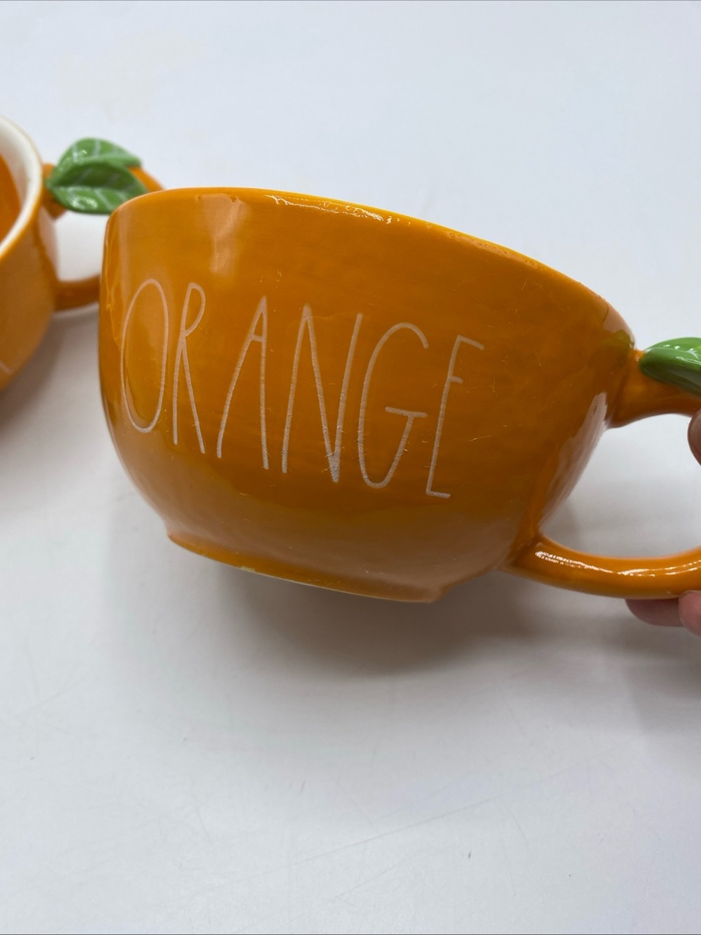Rae Dunn Orange Slice coffee cups Ceramic Set of 2 Fruit Artesian Magenta - Picture 7 of 9